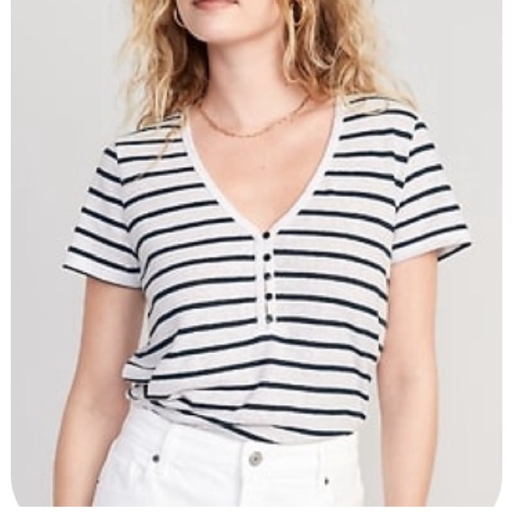Old Navy Tops - Striped short sleeved Henley